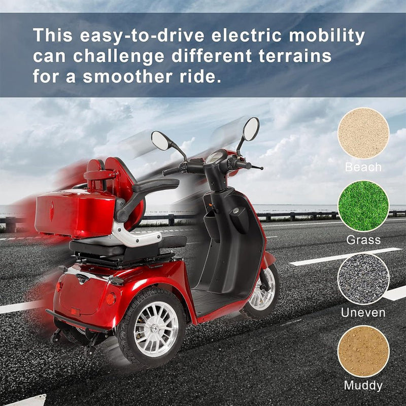 Zvg Heavy-Duty All-Terrain Electric Powered Mobility Scooter For Seniors & Adults, 800W (SAK96314)