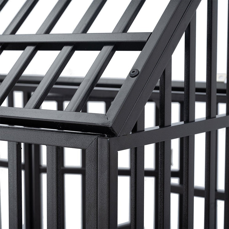 Heavy-Duty Carbon Steel Dog Kennel Cage Crate W/ Sloped Roof And Wheels, 48" (SAK73812)