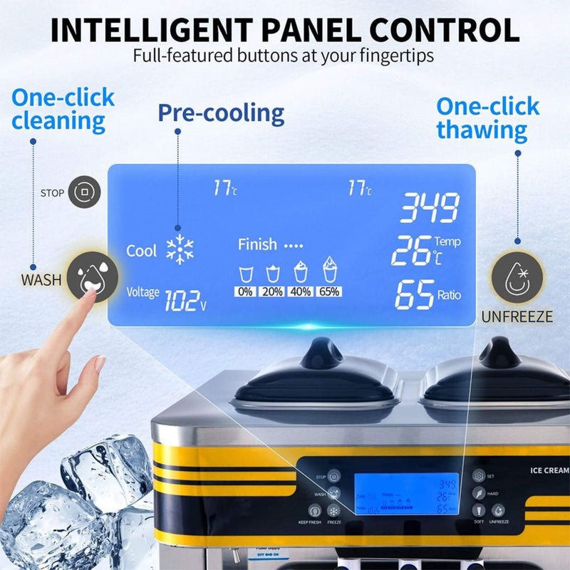 Heavy-Duty Commercial 3-Flavor 2350W Countertop Soft Serve Ice Cream Maker Machine (SAK63972)