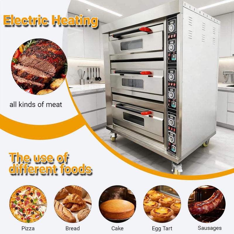 Heavy-Duty Commercial Triple Deck 220V 19.8KW Electric Pizza Oven (SAK56751)