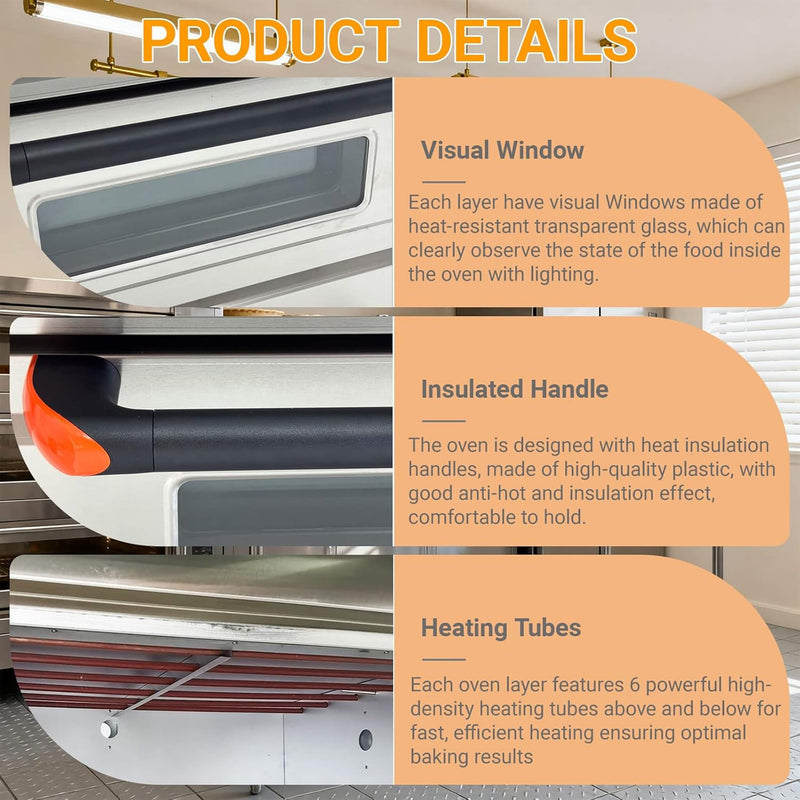 Heavy-Duty Commercial Triple Deck 220V 19.8KW Electric Pizza Oven (SAK56751)