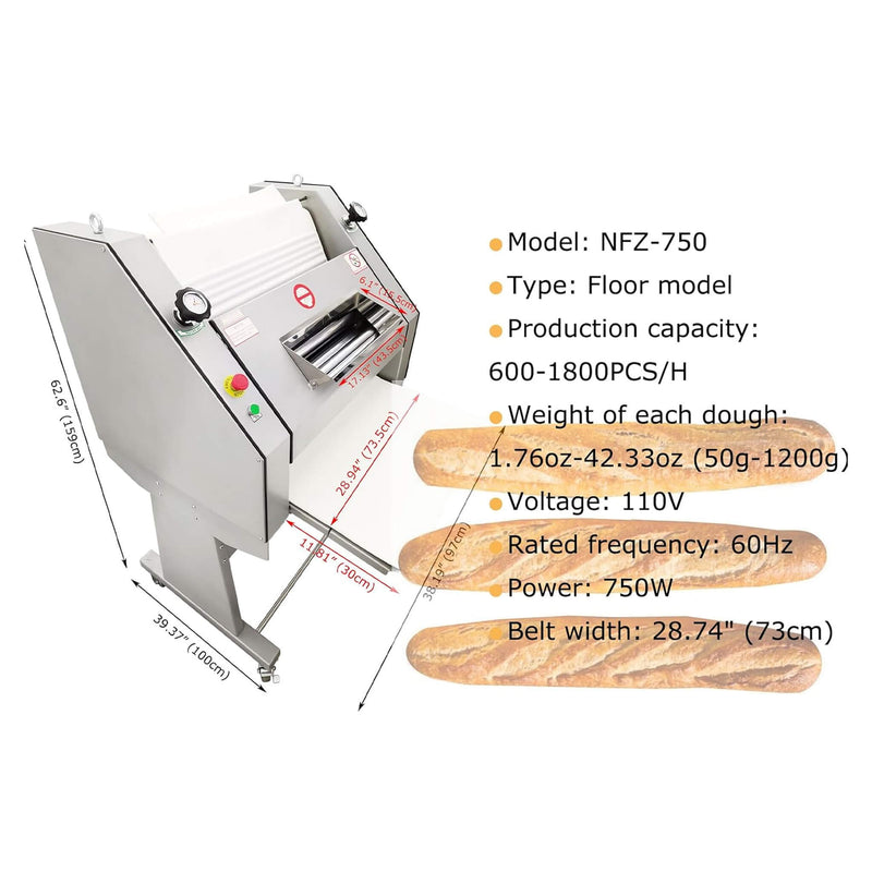 Heavy-Duty Commercial 110V Electric Baguette Bread Shaper Machine (SAK68176)