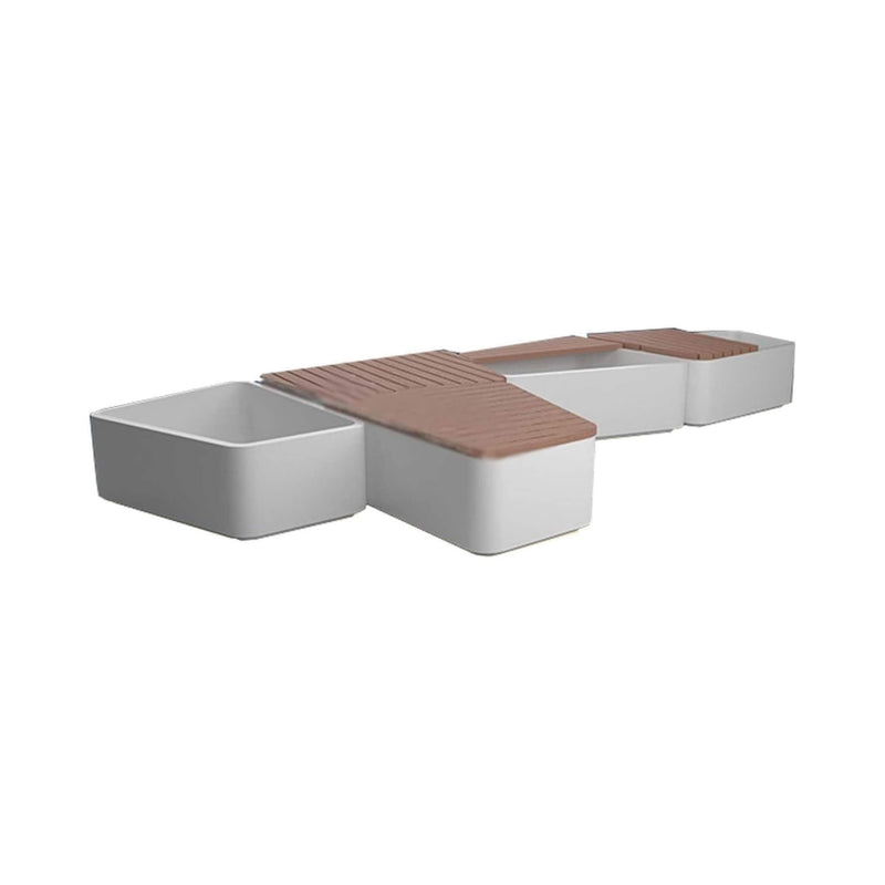 Heavy-Duty Commercial Outdoor Stainless Steel Bench With Wood Seat And Planter Box [Made-To-Order] (SAK41578)