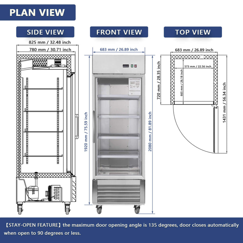 Heavy-Duty Commercial Upright ETL Certified Freezer For Restaurants, Bars, And Supermarkets (SAK01847)