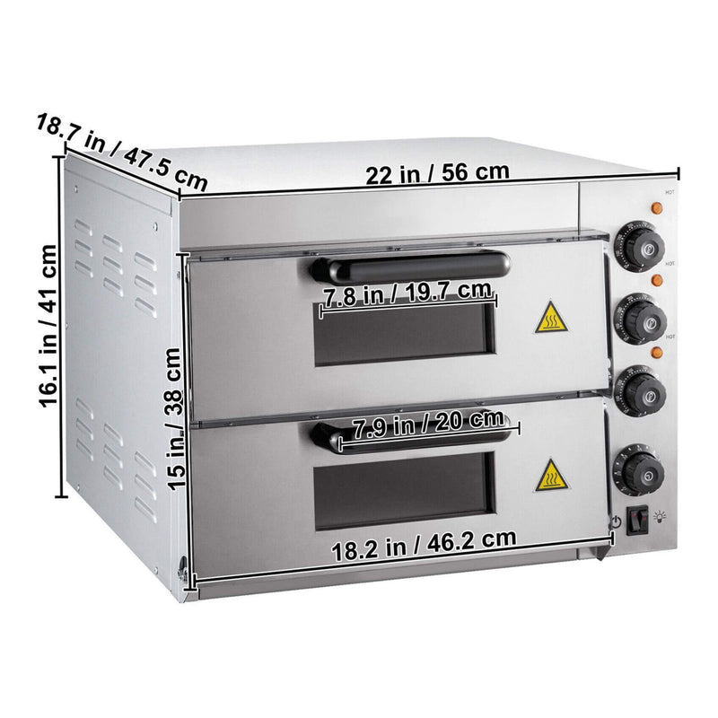 Heavy-Duty Electric Indoor Commercial Countertop Double Deck Pizza Oven, 2000W (SAK36147)