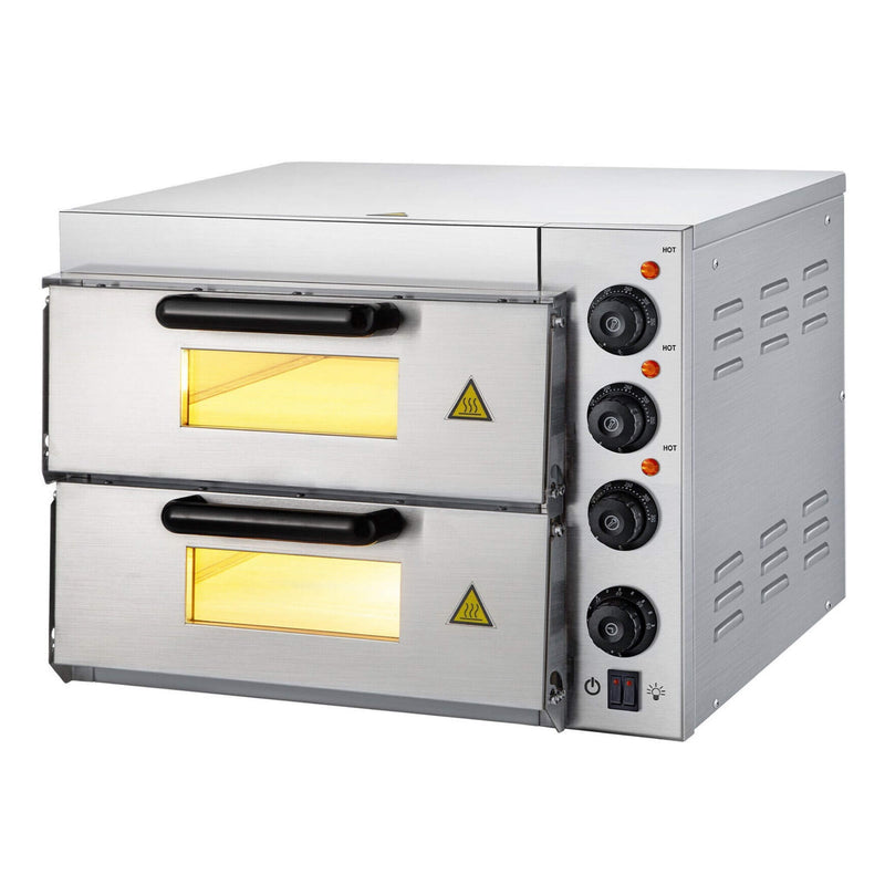 Heavy-Duty Electric Indoor Commercial Countertop Double Deck Pizza Oven, 2000W (SAK36147)