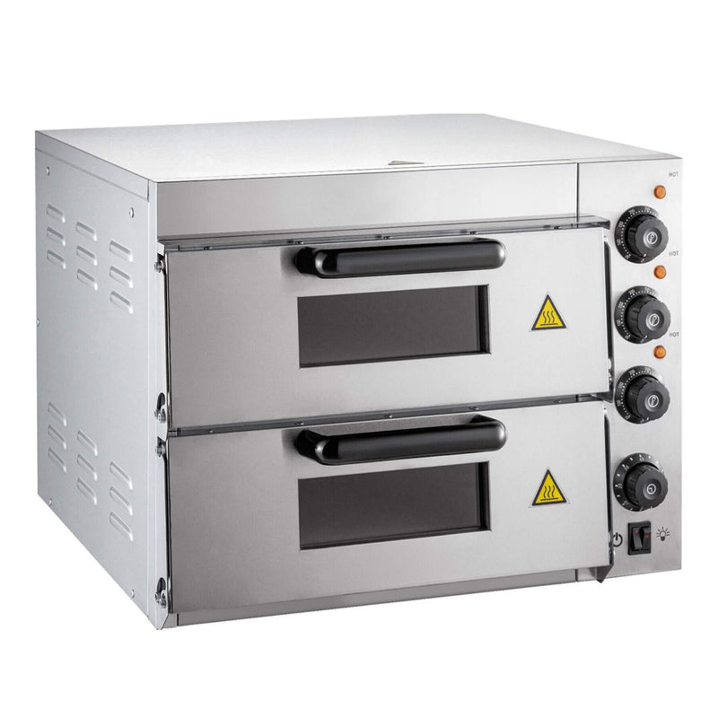 Heavy-Duty Electric Indoor Commercial Countertop Double Deck Pizza Oven, 2000W (SAK36147)