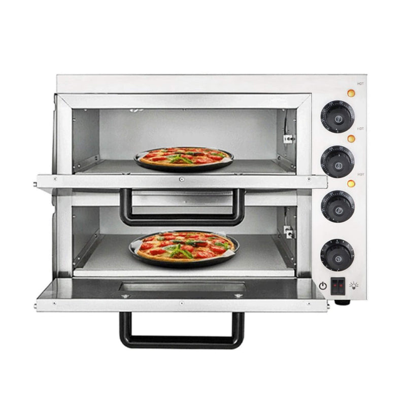 Heavy-Duty Electric Indoor Commercial Countertop Double Deck Pizza Oven, 2000W (SAK36147)