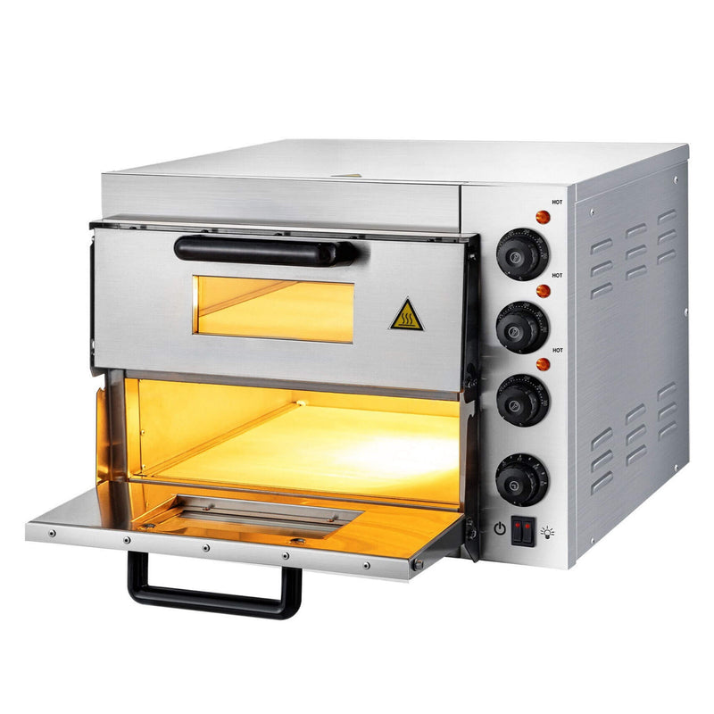 Heavy-Duty Electric Indoor Commercial Countertop Double Deck Pizza Oven, 2000W (SAK36147)