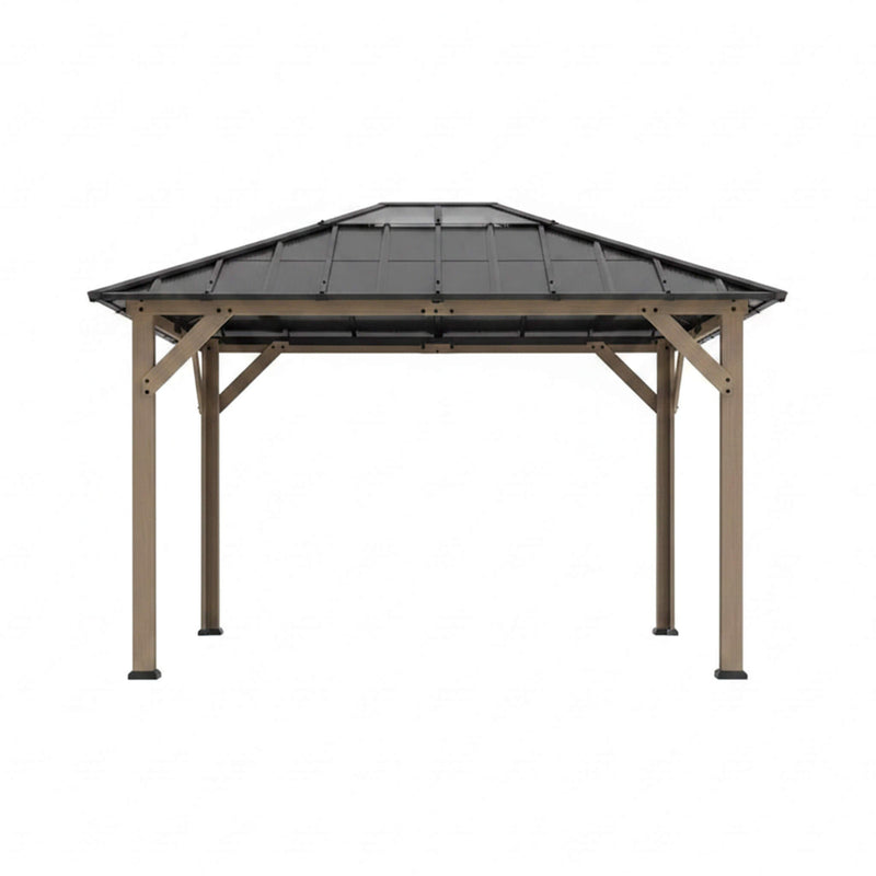 [08X10] Alora Heavy-Duty Fir Wood Hardtop Gazebo With Galvanized Steel Roof And Ceiling Hooks (SAK29467)