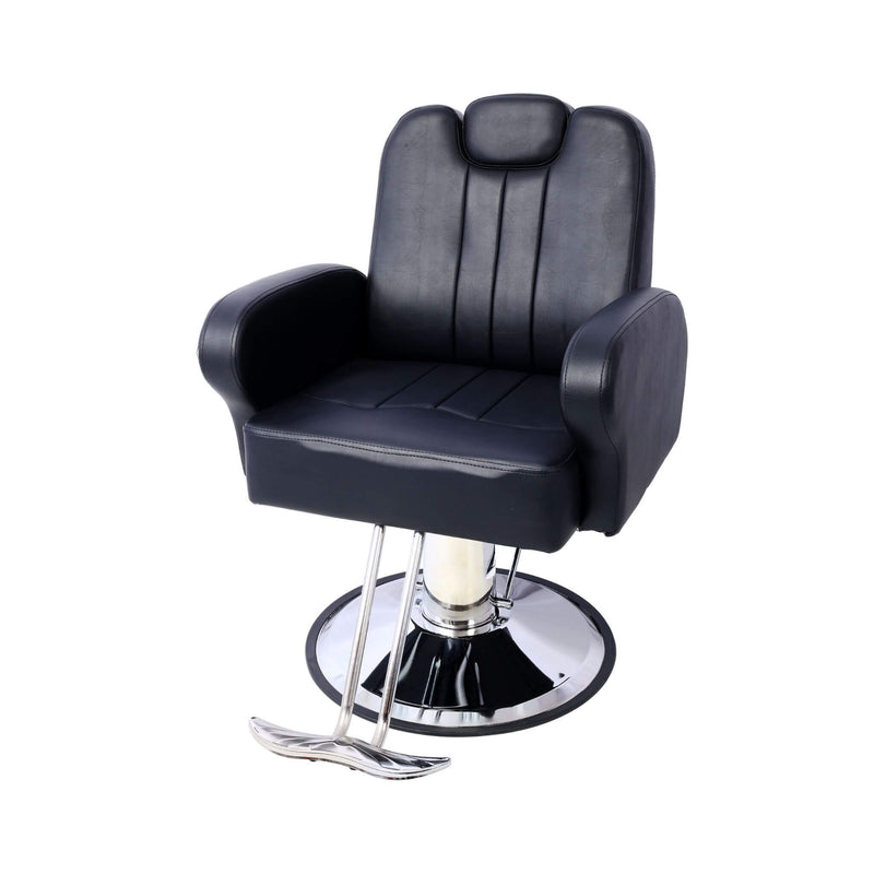 Heavy-Duty Multifunctional PU Leather Reclining Hydraulic Barber Chair W/ Chrome Steel Base (SAK35719)