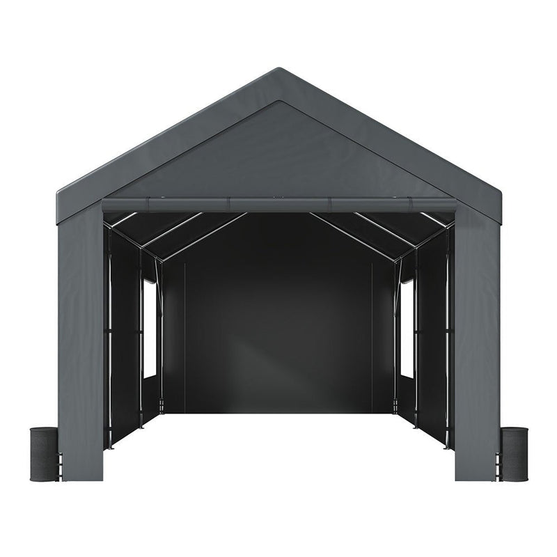 [12X20FT] Alora Heavy-Duty Outdoor Premium Garage Tarp Canopy Shelter W/ Removable Sidewalls (SAK94615)