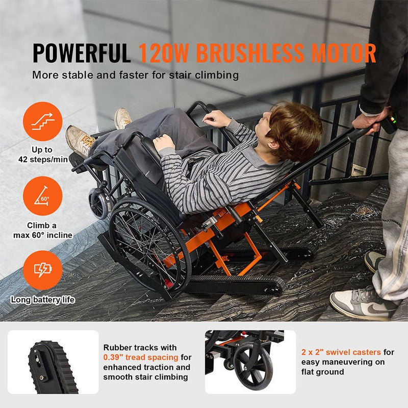 Heavy Duty Premium Electric Folding Stair Climbing Wheelchair Hand Truck Dolly, 450LBS (SAK23175)