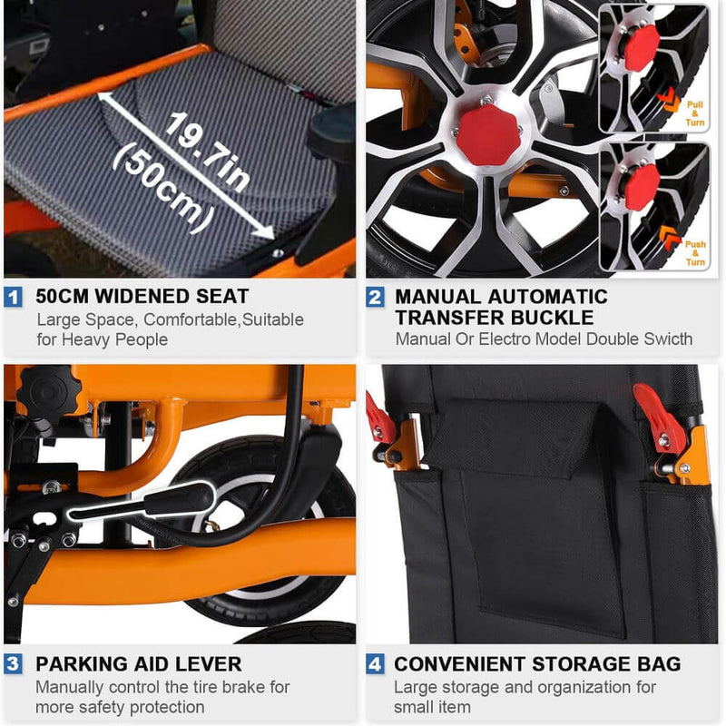 Heavy Duty Ultralight All-Terrain Electric Airplace-Approved Foldable Wheelchair, 300LBS (SAK63147)