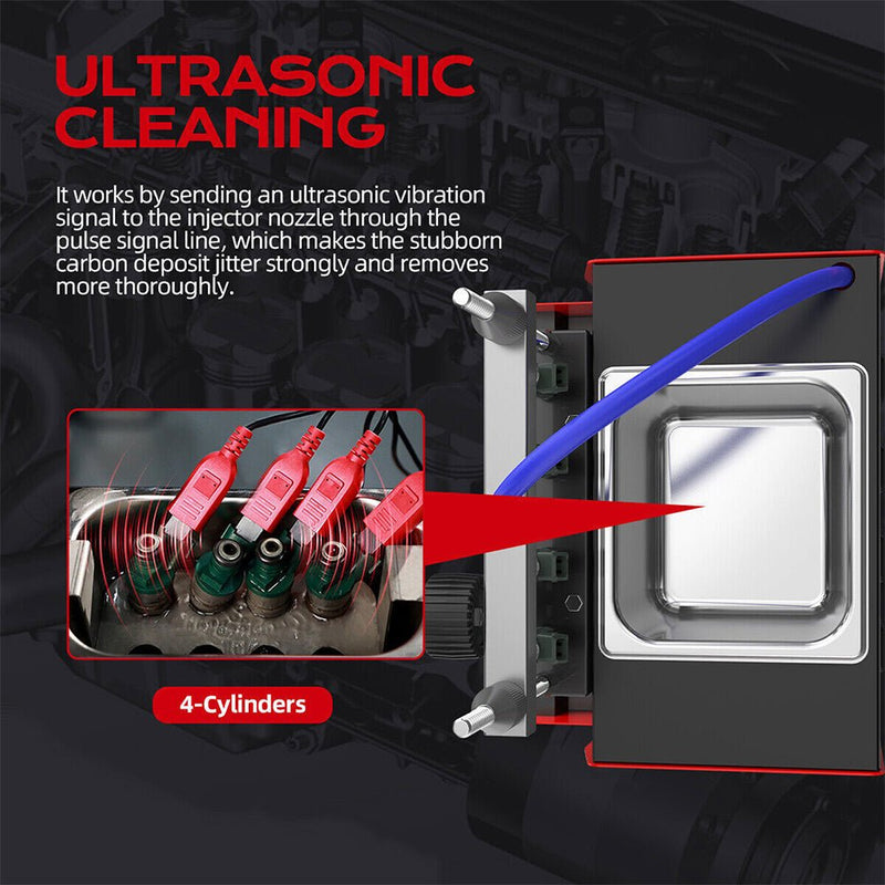 Heavy-Duty Ultrasonic Fuel Gas Injector Car Cleaner Tester Machine, 4 Cylinder (97236540)