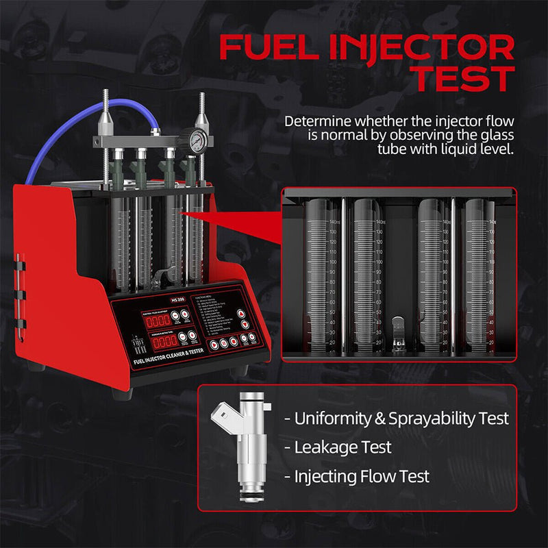Heavy-Duty Ultrasonic Fuel Gas Injector Car Cleaner Tester Machine, 4 Cylinder (97236540)