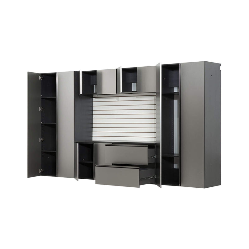 Alora Heavy-Duty Wall-Mounted Metallic Gray Garage Cabinet Set With Soft Closing Doors And Drawers (SAK24368)