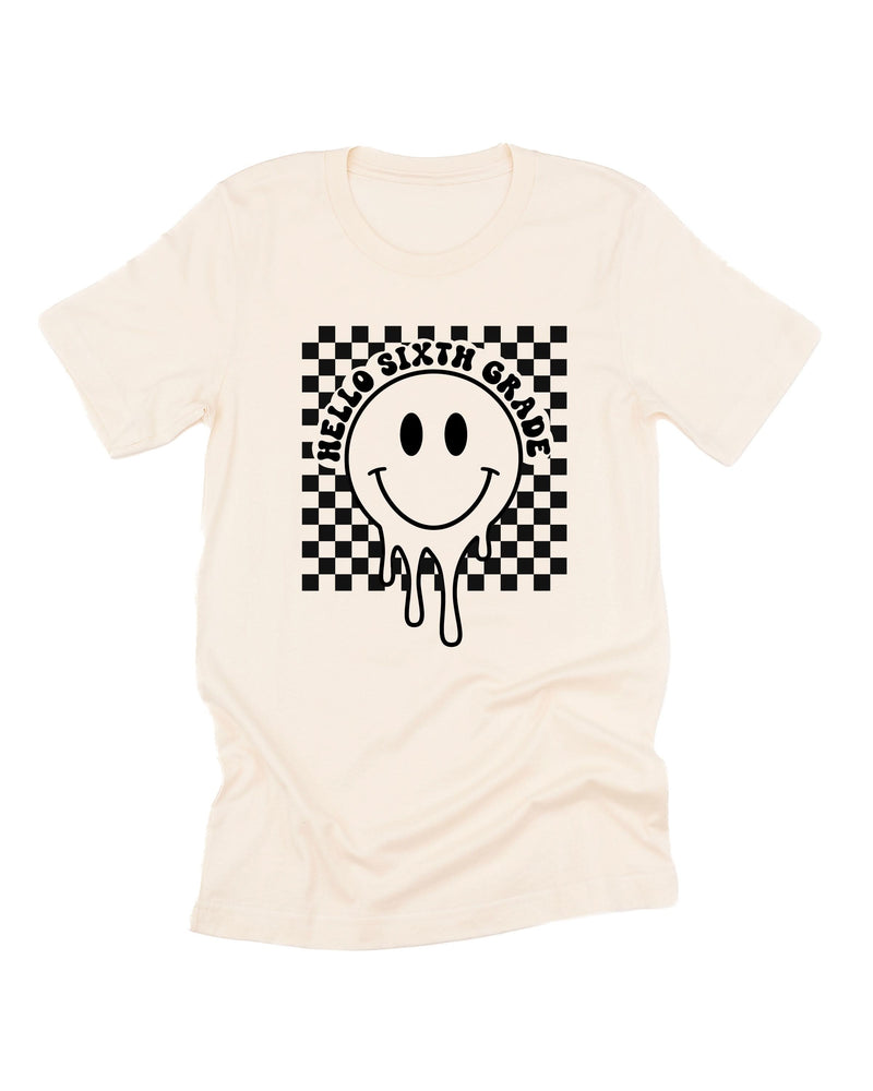 Hello (Choose Your Grade) - Checker Smiley - Unisex Tee