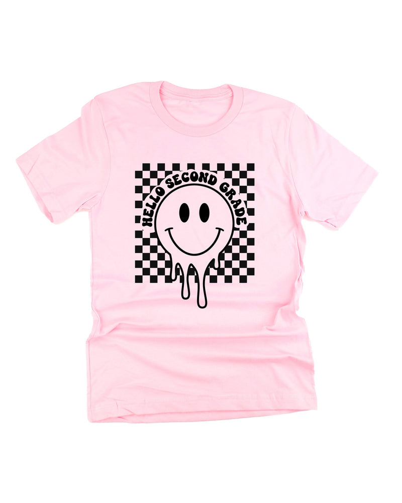 Hello (Choose Your Grade) - Checker Smiley - Unisex Tee