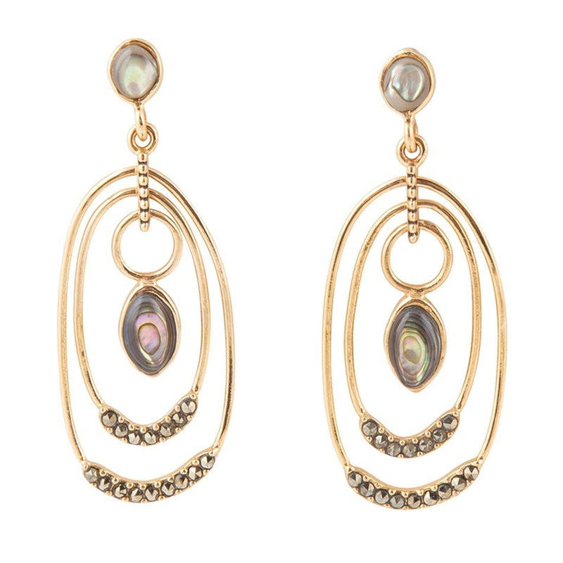 Henle Green Abalone Chandelier Golden Drop Earrings
