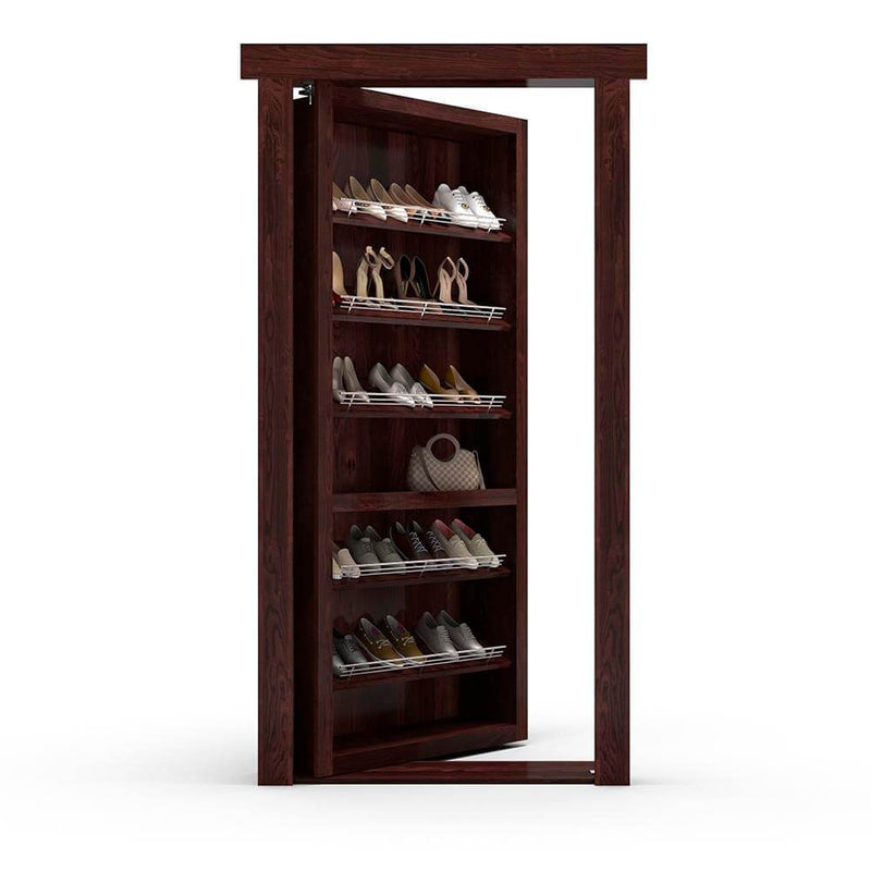 Hidden Flush Mount Knotty Alder Shoe Rack Door