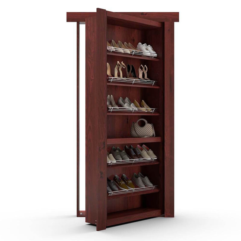 Hidden Flush Mount Knotty Alder Shoe Rack Door