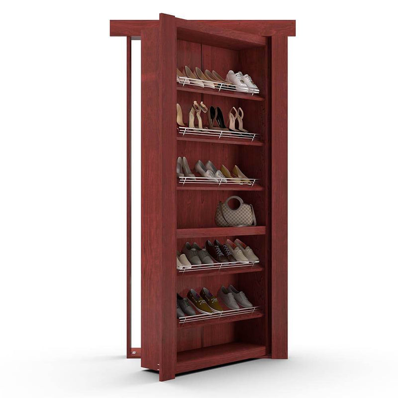 Hidden Flush Mount Maple Shoe Rack Door