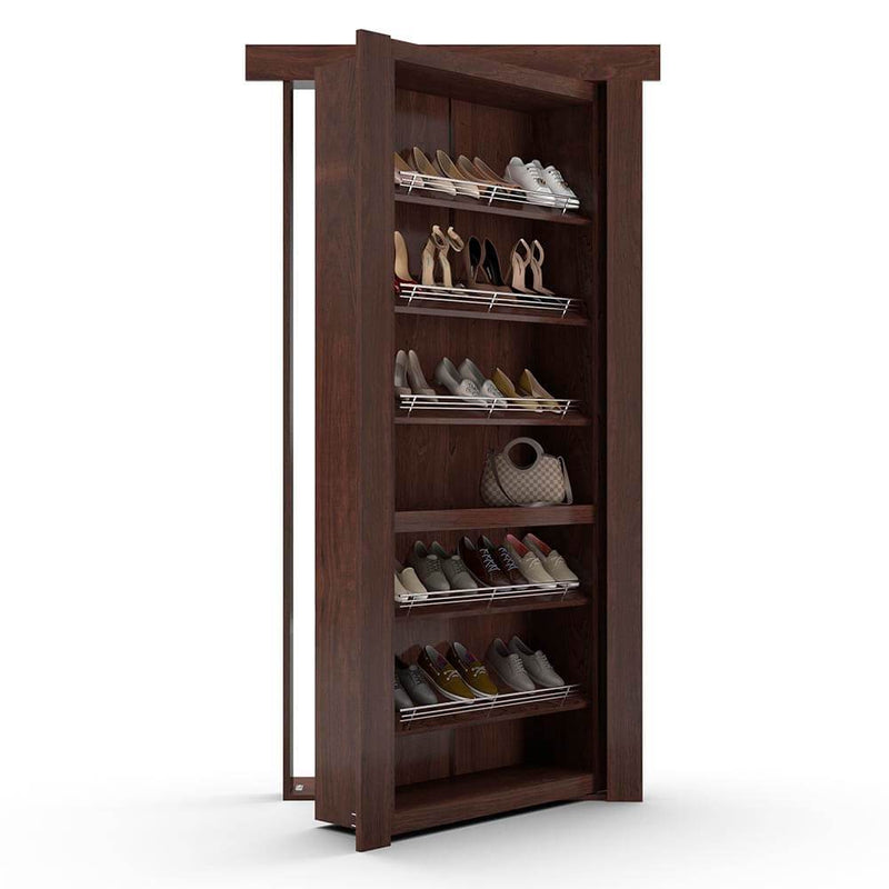 Hidden Flush Mount Maple Shoe Rack Door