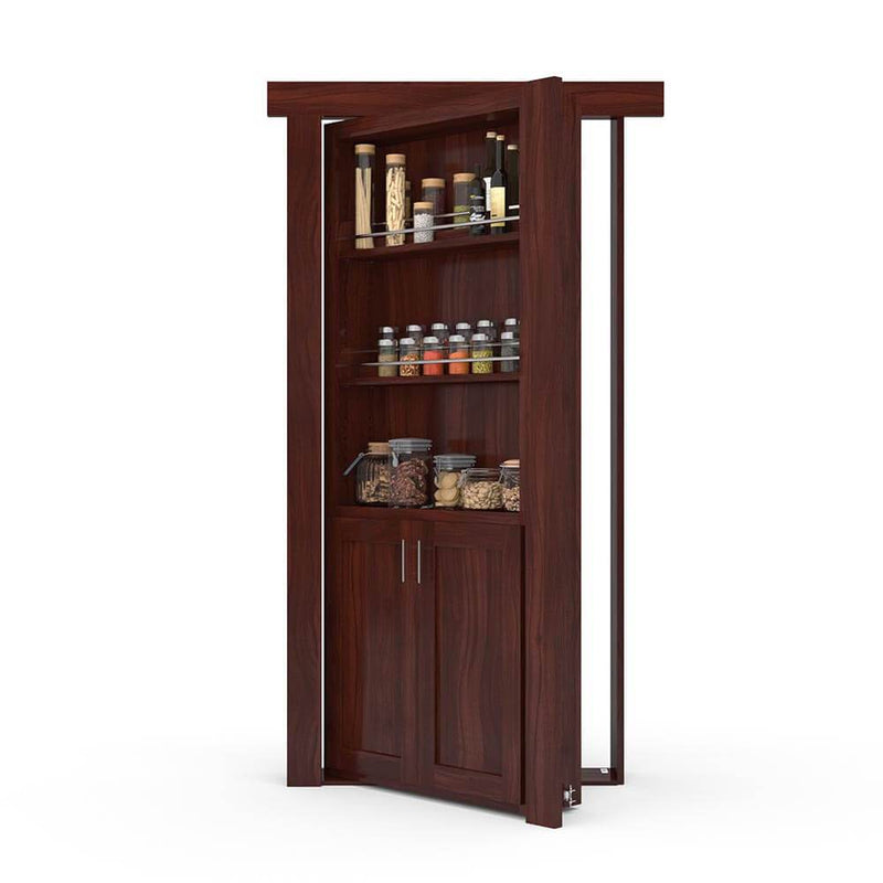 Hidden Flush Mount Walnut Spice Rack Door
