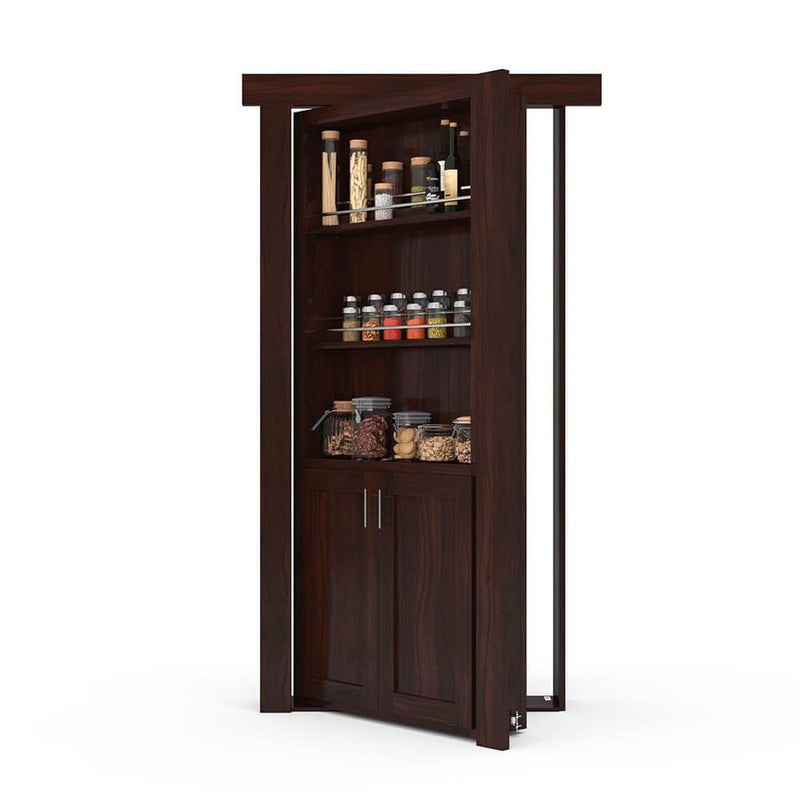 Hidden Flush Mount Walnut Spice Rack Door