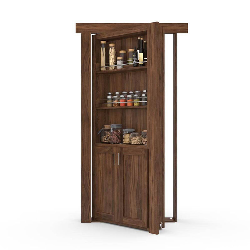 Hidden Flush Mount Walnut Spice Rack Door