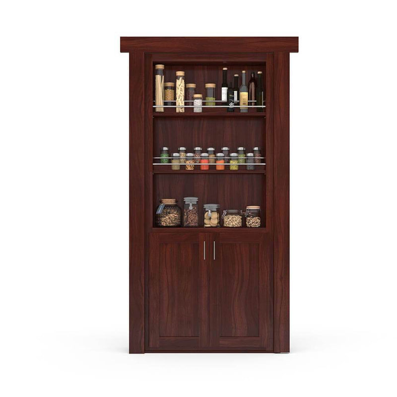 Hidden Flush Mount Walnut Spice Rack Door