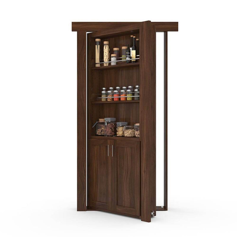 Hidden Flush Mount Walnut Spice Rack Door