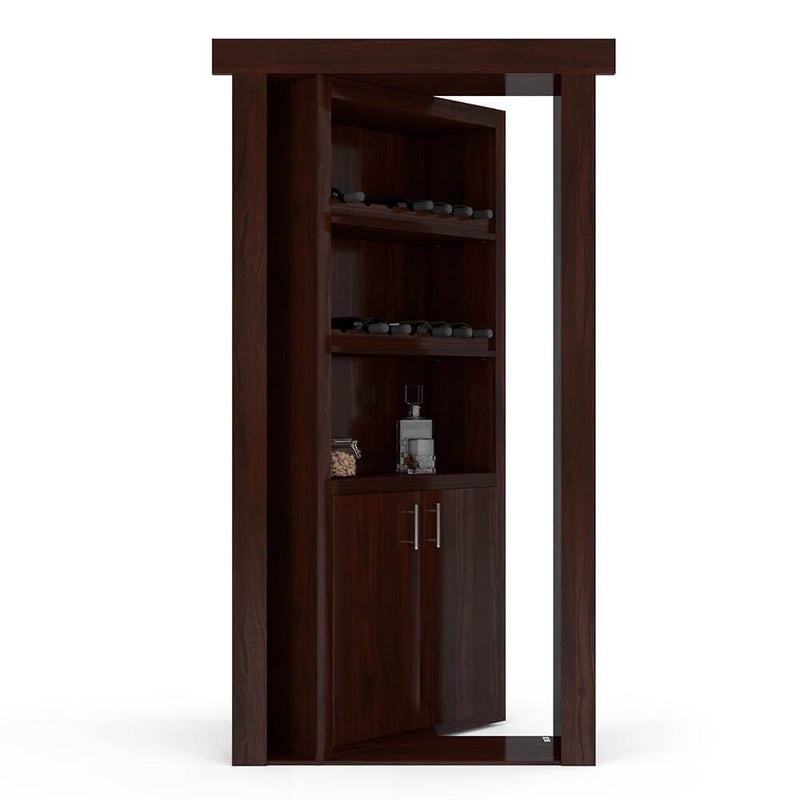 Hidden Flush Mount Walnut Wine Rack Door