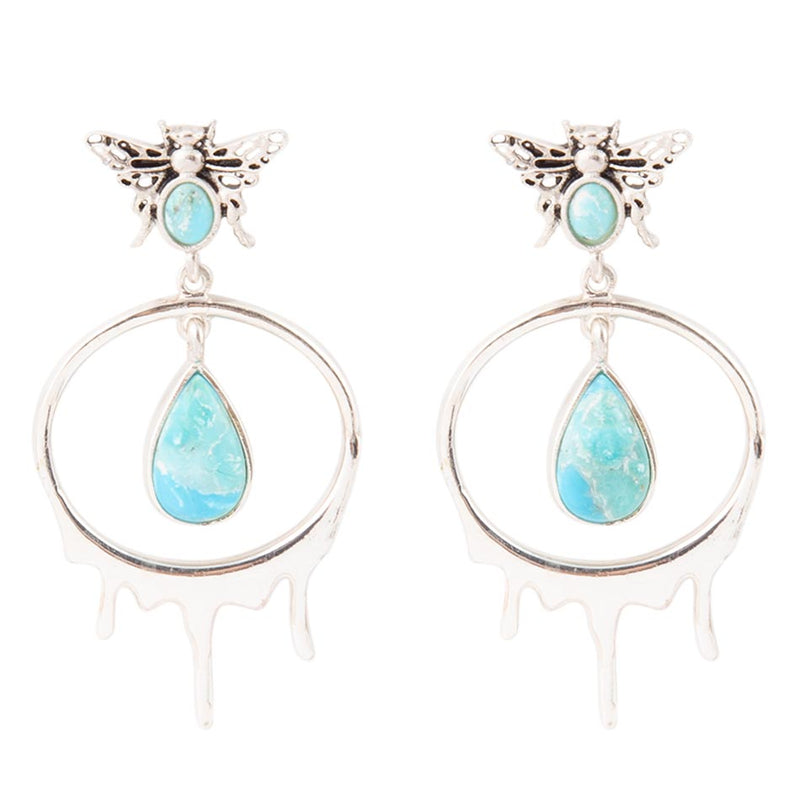Honey Blue Turquoise Sterling Silver Drop Earrings
