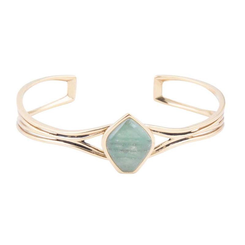 Hush Green Aventurine and Golden Cuff Bracelet
