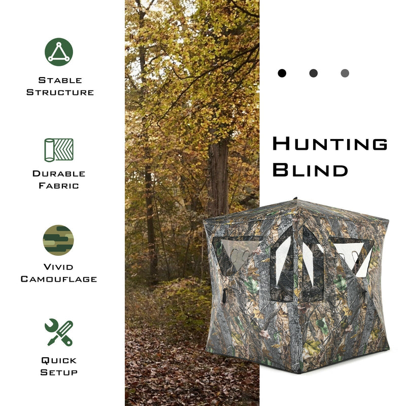 3 Person Portable Pop-Up Ground Tent with Gun Ports and Carrying Bag