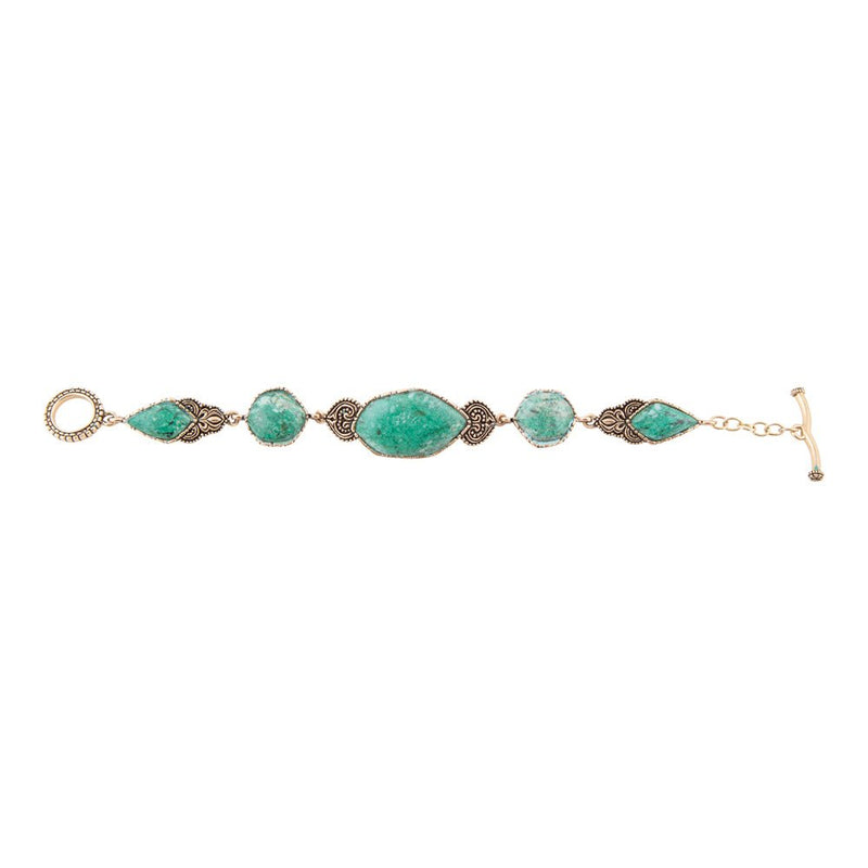 Ikkat Green Chrysocolla Golden Link Bracelet