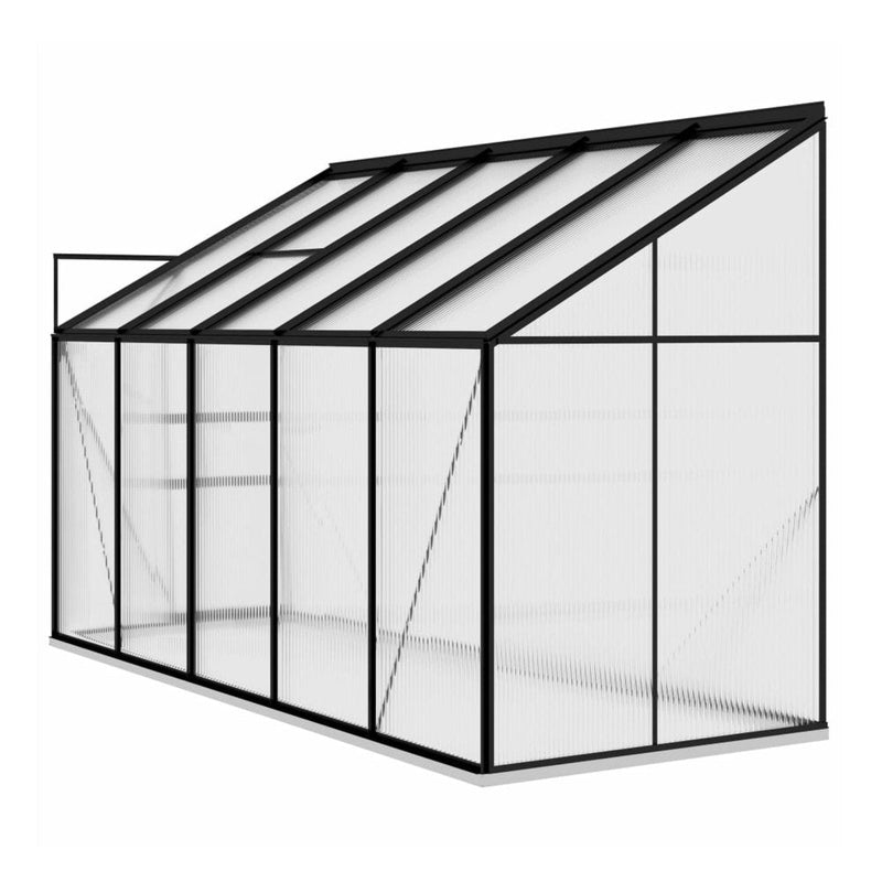 [04X10FT] IKY Premium Anthracite Aluminum Walk-In Greenhouse With Galvanized Base Frame (95247513)