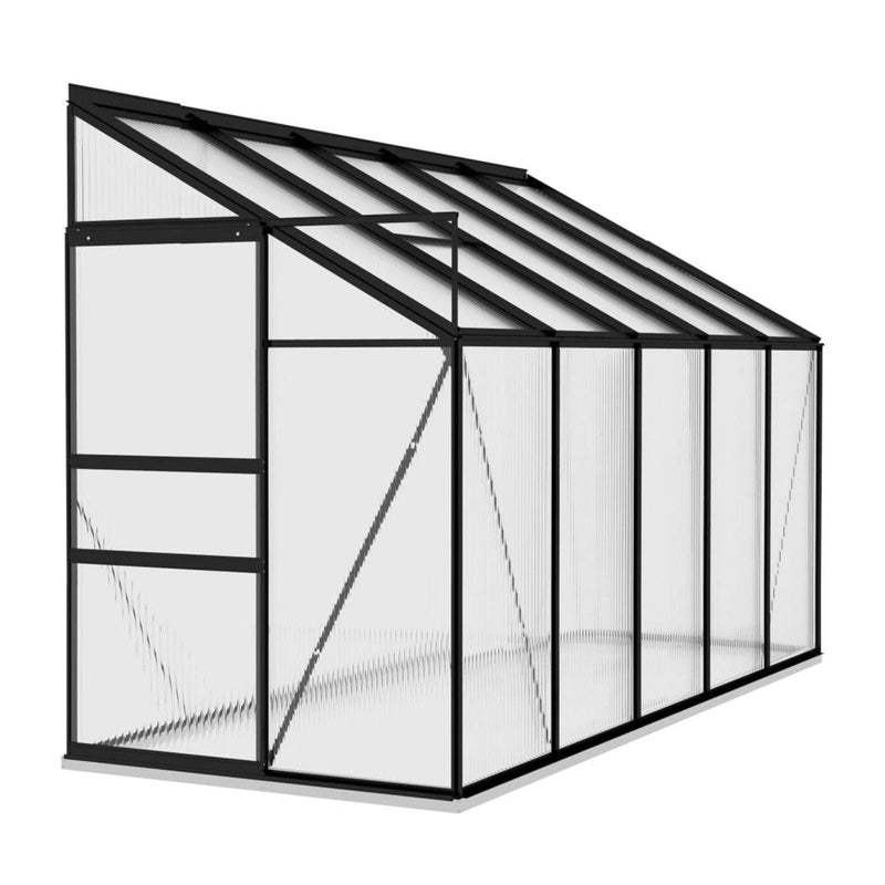 [04X10FT] IKY Premium Anthracite Aluminum Walk-In Greenhouse With Galvanized Base Frame (95247513)