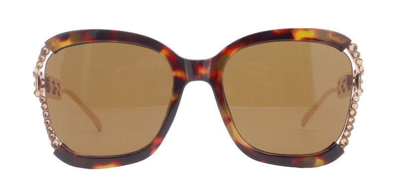 Poppy Glamorous Bling Square Women Sunglasses  W Genuine European Crystals, 100% UV Protection. NY Fifth Avenue