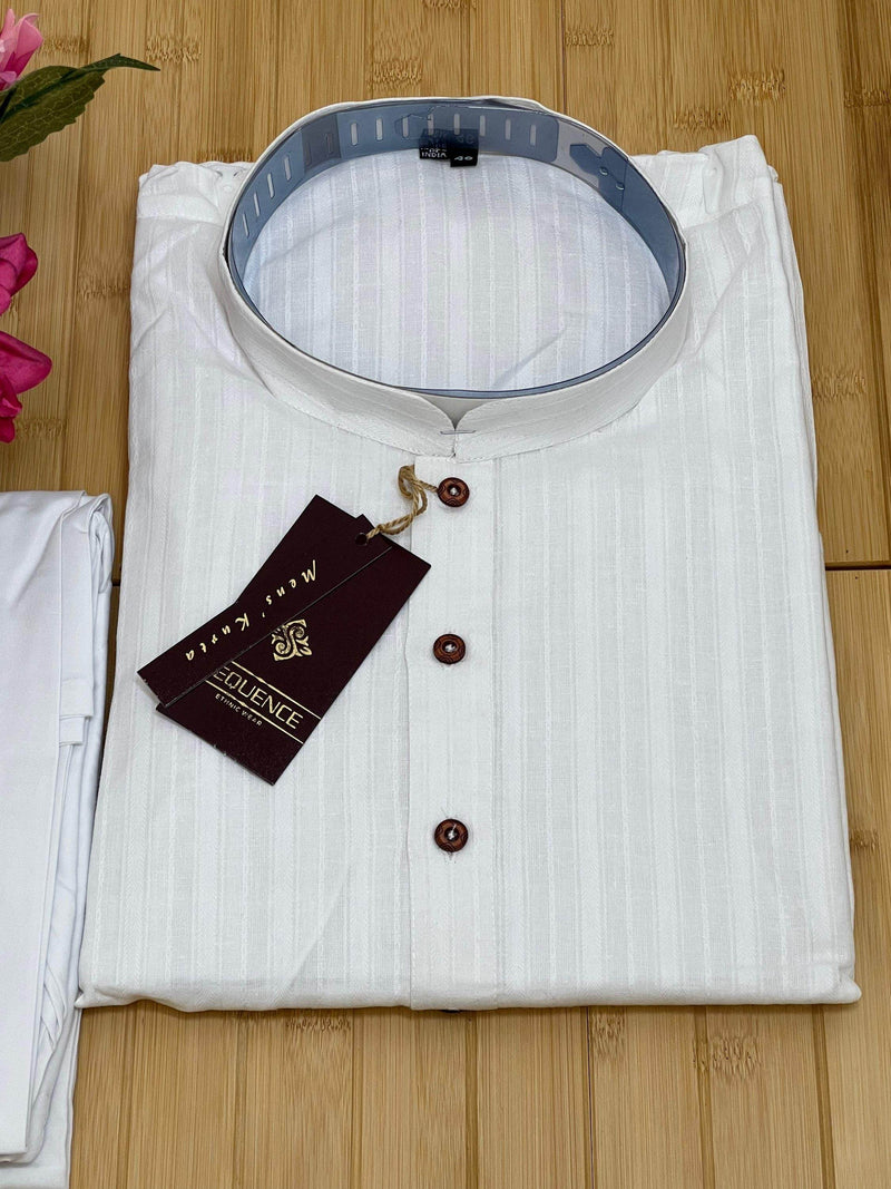 White cotton kurta pajaama set