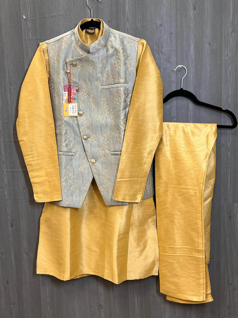 Silk kurta pajaama with jacket
