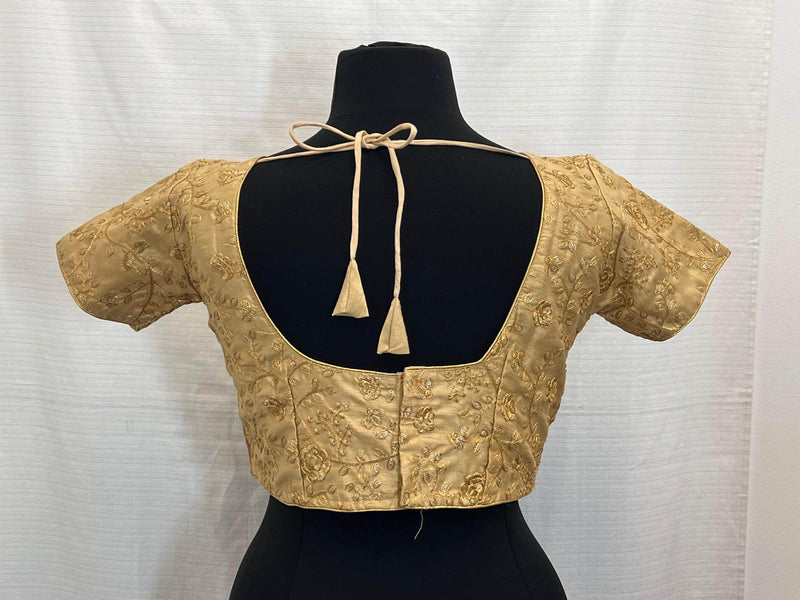9102 embroidered raw silk blouse | readymade saree blouse