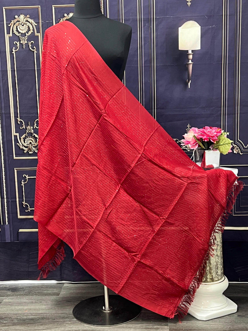 Maroon dupatta with small sequin work