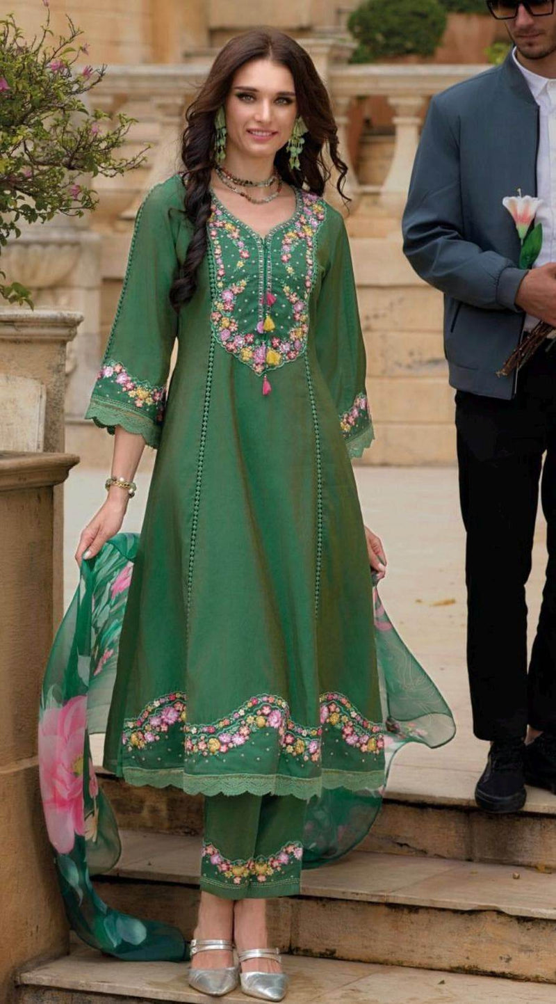 Silk party wear suits | A line kurti sets