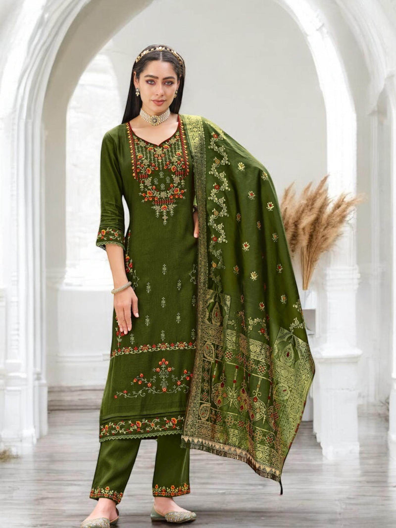 Linen silk Kurti set with banarasi dupatta