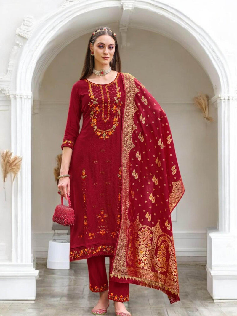 Linen silk Kurti set with banarasi dupatta