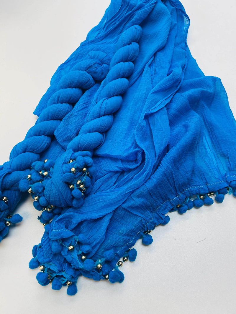 Teal blue plain chiffon dupatta