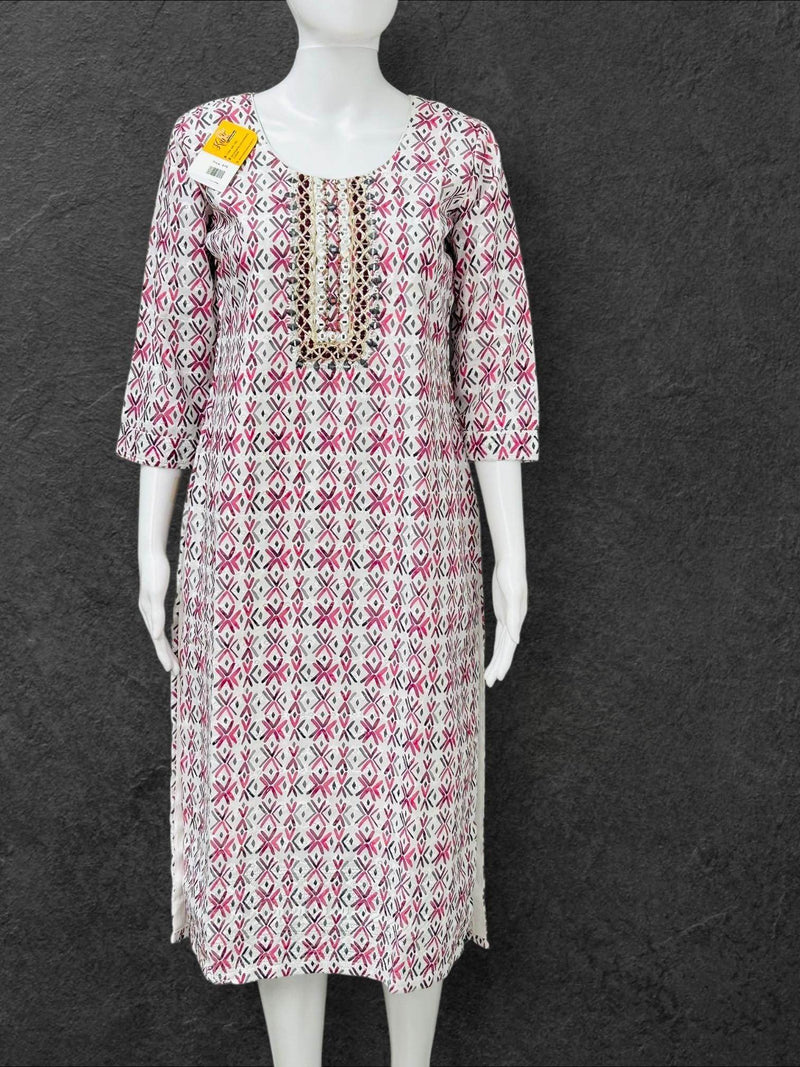 Cotton chikankari kurti with print: SALE